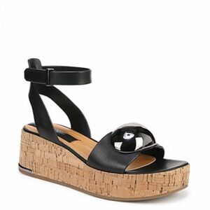 Franco Sarto Women's Taysha Ankle Strap Cork Leather Platform Sandals